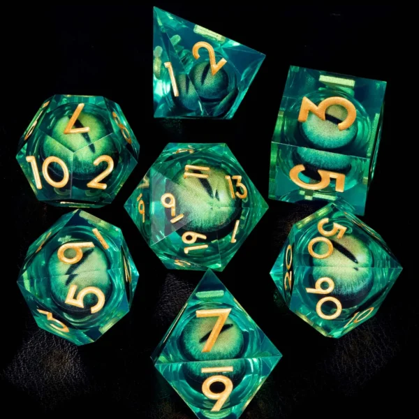 D and D Liquid Flow Core Dragon Eye Resin Dice Set - Image 7