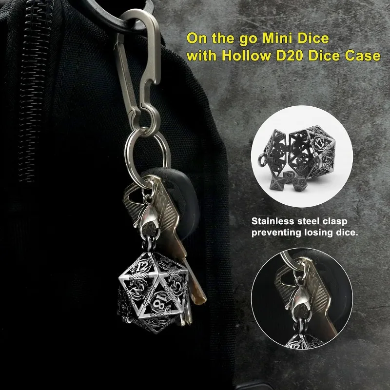 Micro Dice Set with d20 Necklace/Keychain - Image 3
