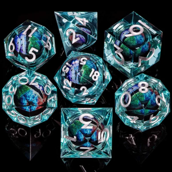 D and D Liquid Flow Core Dragon Eye Resin Dice Set - Image 15