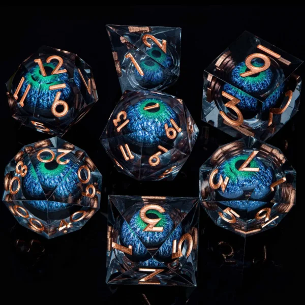 D and D Liquid Flow Core Dragon Eye Resin Dice Set - Image 9