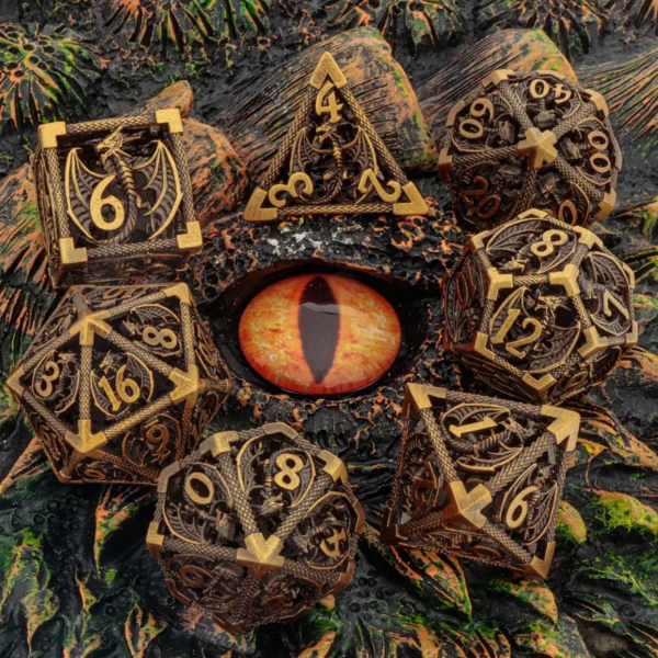 D&D Hollow Metal Dragon Dice Set - Image 4